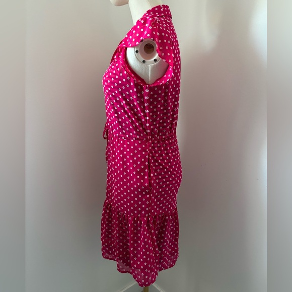 Maison Jules Textured Sheer Pink & White w/ Striped Slip Ruffled Mini Dress - Picture 6 of 16